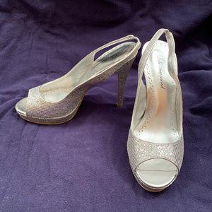 Lulu Townsend Sparkly Slingback Open Toe Pumps 9.5